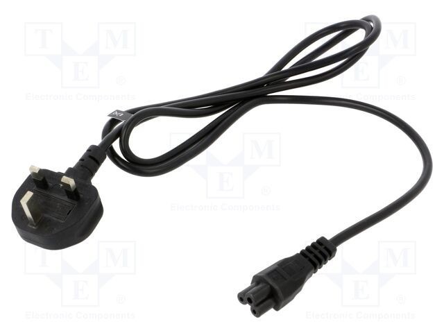 Cablu 3x0,75mm2 BS 1363 (G) cu mufă IEC C5 mamă PVC 1,5m negru POS
