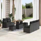 Set de canapea pentru grădină vidaXL 8 piese cu perne Negru Poliratan Acacia, Canapea de grădină vidaXL cu perne 2 persoane Negru Poliratan, Set de di