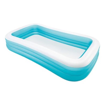 Piscina gonflabila dreptunghiulara, dimensiuni 3x1.8x0.50 metri, realizata din vinil rezistent culoare albastra foto