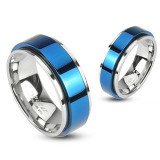 Inel rotativ din oțel inoxidabil - albastru - Marime inel: 58