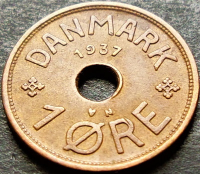 Moneda istorica 1 ORE - DANEMARCA, anul 1937 * cod 1446 A foto