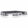 Set mobilier de gradina cu perne, 13 piese, alb, lemn masiv pin