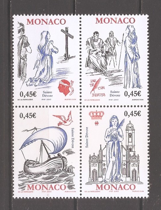 Monaco 2003 -1700 ani de la sosirea rămășițelor Sf. Devot la Monaco(in bloc),MNH