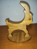 Statueta traditionala suedeza sculptura realizata manual din lemn Billy Goat figurina capra tap semnat datat 2002