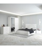 Dormitor Eric Alb + Comoda 3 Sertare 140x200cm