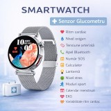 SMARTECH SmartWatch cu Senzor Glucometru, BIA, Ritm Cardiac, Nivel Oxigen, Tensiune Arteriala, EKG, Temperatura Corporala, Apel Bluetooth, SOS, Calcul