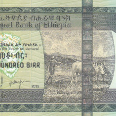 Bancnota Etiopia 100 Birr 2015 - P52g UNC