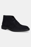 BOSS botine de piele &icirc;ntoarsă 50552529 culoarea bleumarin, Calev