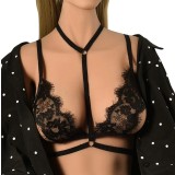 Sutien Harness Julia, Elastic si Ajustabil, Aspect Mat, Negru, XS-L, Guilty Toys