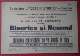 Afiș Conferință Ștefan Ciuceanu : BISERICA ȘI NEAMUL - 1919