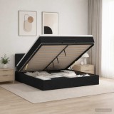 Cumpara ieftin Pat ottoman cu saltea cu headboard Negru 180 x 200 cm Tesatura