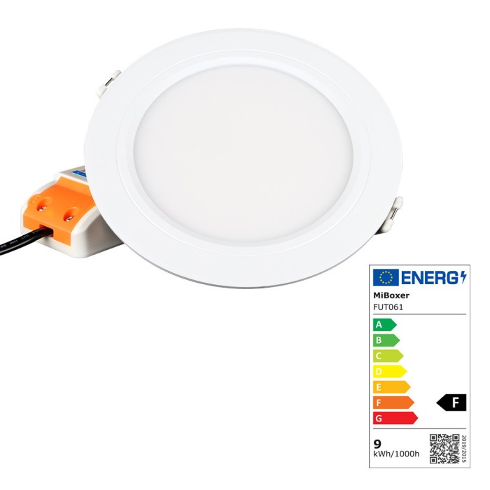 Spot LED Miboxer 9W RGB+CCT 720lm 80lm W 2700K 6500K, 16 milioane de culori intensitatea luminii ajustabila, control de la distanta 30m 2.4GHz