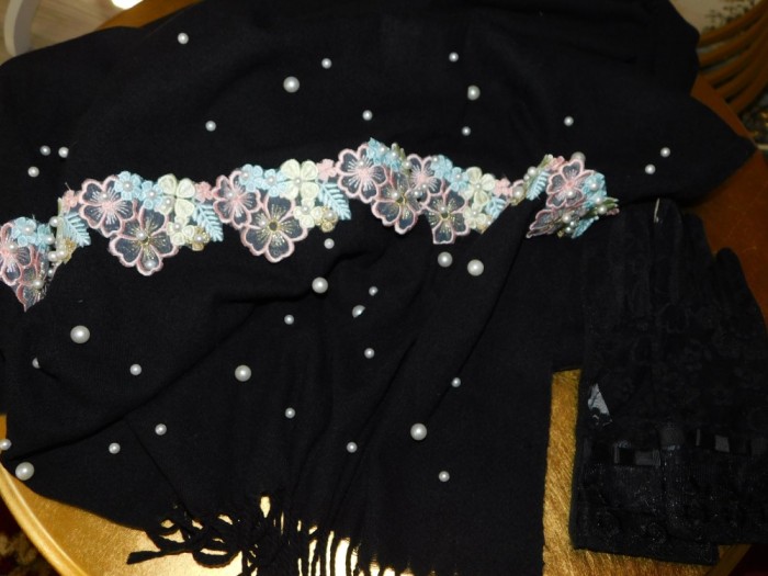 Sal nou broderie la un capat , manusi noi dantela