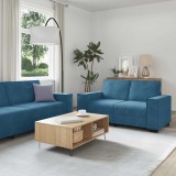 vidaXL Set de canapele cu perne, 3 piese, albastru, catifea 3324627
