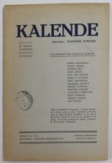 KALENDE , REVISTA DE CRITICA , LITERATURA SI ISTORIE LITERARA , ANUL III , NR. 1-2 - IANUARIE - FEBRUARIE , 1944