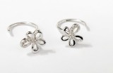 Cercei Argint 925 Dama Floricica Asimetrica Creola Zirconii, Bijuterii Fine, marca atcom