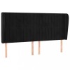 Tablie de pat cu aripioare, negru, 183x23x118/128 cm, catifea