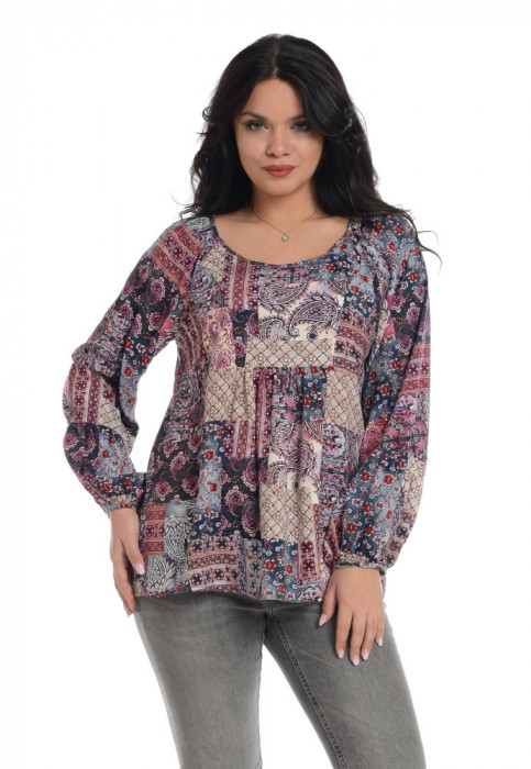 Bluza Dama Platca Mov cu Maneci Bufante - M