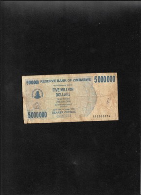 Rar! Zimbabwe 5000000 5 000 000 dollars 2008 seria1503376 graffiti foto