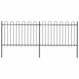 vidaXL Gard de grădină cu v&acirc;rf curbat, negru, 3,4 x 1,2 m, oțel