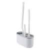 Set 3 Perii pentru Toaleta, din Silicon, Perie Zimtata, Cap Flexibil, Suport Adeziv pentru Montarea pe Perete