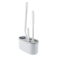 Set 3 Perii pentru Toaleta, din Silicon, Perie Zimtata, Cap Flexibil, Suport Adeziv pentru Montarea pe Perete
