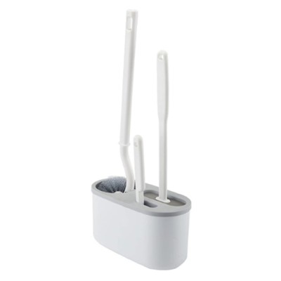 Set 3 Perii pentru Toaleta, din Silicon, Perie Zimtata, Cap Flexibil, Suport Adeziv pentru Montarea pe Perete foto