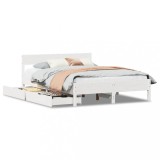 Cumpara ieftin Cadru de pat fara saltea, alb, 140x200 cm, lemn masiv pin