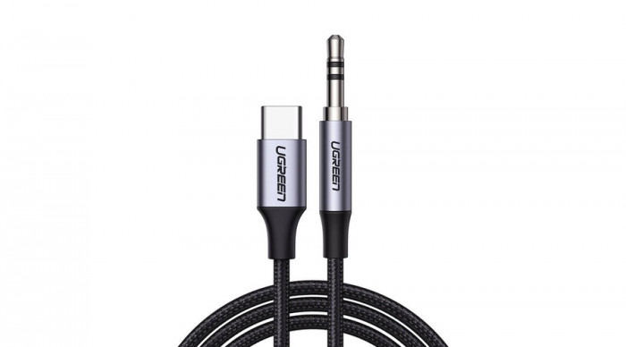 UGREEN CM450 Cablu USB-C - mini jack AUX de 3,5 mm, 1 m (negru)