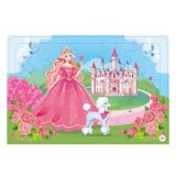 Puzzle pentru copii cu printesa si caine, 24 piese, roz, CMCLASS