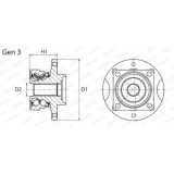 Rulment butuc roata Moog OPWB11089, parte montare : punte fata, stanga, dreapta