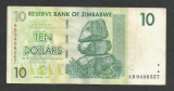 ZIMBABWE 10 DOLARI DOLLARS 2007 [23] P- 67 , VF