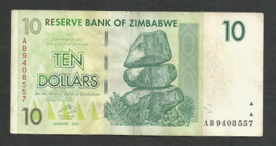 ZIMBABWE 10 DOLARI DOLLARS 2007 [23] P- 67 , VF foto