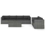 Cumpara ieftin Set mobilier de gradina cu perne, 8 piese, gri, poliratan