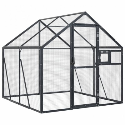 Voliera de pasari, antracit, 1,79x2x1,85 m, aluminiu foto