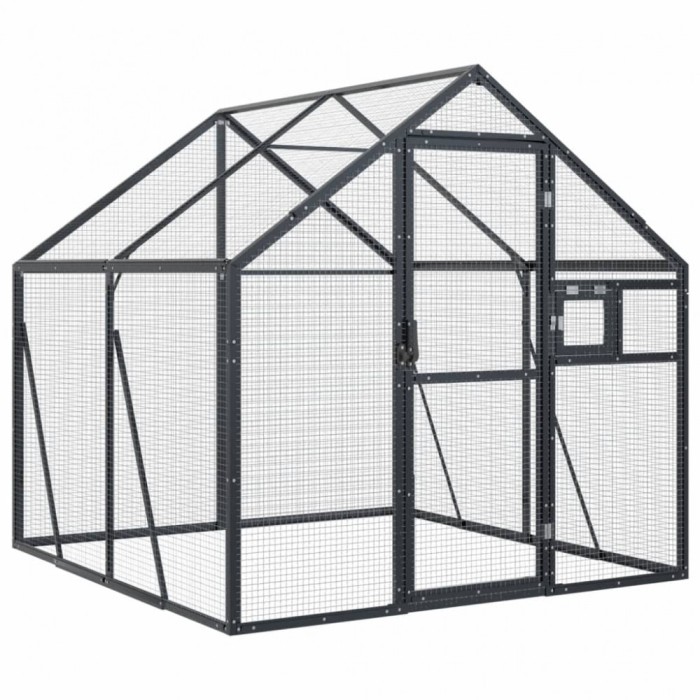 Voliera de pasari, antracit, 1,79x2x1,85 m, aluminiu