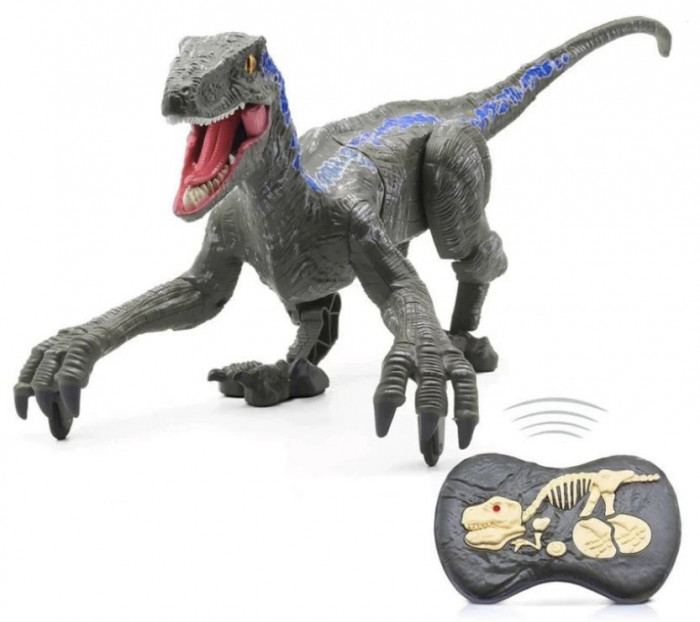 Dinosaur Leader Velociraptor Simulation Walking cu Telecomanda si Zgomote Realistice