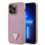 Guess Husa Rhinestones Triangle Metal Logo iPhone 15 Pro Max Roz