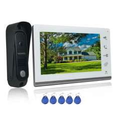 Sistem video de interfon cu ecran de 7 inchi, CRISTALIS SALE™, Videointerfon cu 5 chei de acces, Vedere nocturna, Sonerie de usa pentru vila sau apart
