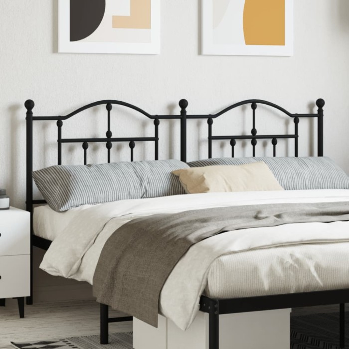 vidaXL Tăblie de pat metalică, negru, 160 cm 353474