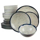Set farfurii 24 piese, 6 persoane, Anchor, Alb Ivoire cu albastru