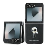 Husa originala Samsung Galaxy Z Flip6 Karl Lagerfeld Saffiano, Monogram Ikonik, negru, KLHCZF6SAPKINPK
