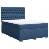 Cumpara ieftin Pat box spring cu saltea, albastru, 140x200 cm, textil