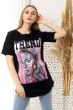 J761-1 Tricou oversize cu imprimeu colorat