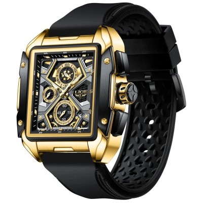 Ceas barbatesc Lige Dreptunghiular Fashion Sport Casual Silicon Quartz Analog foto