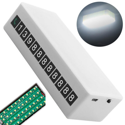 Lampa Magnetica Cu Numar De Telefon Pentru Parcare Temporara, LED, Reincarcabila, Alb foto