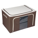Husă Depozitare Haine, Model Cadru, Culoare Ecru-Maro, Dimensiuni 60x42x35cm, Capacitate 88L