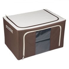 Husă Depozitare Haine, Model Cadru, Culoare Ecru-Maro, Dimensiuni 60x42x35cm, Capacitate 88L