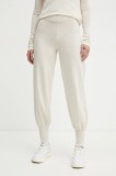 Weekend Max Mara pantaloni de trening de l&acirc;nă culoarea bej, neted, 2425336023600
