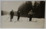 DOMN CU DOUA DOAMNE LA SCHI , FOTOGRAFIE FORMAT CARTE POSTALA , PERIOADA INTERBELICA